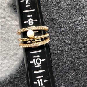 Pearl, twisted, and CZ stone ring